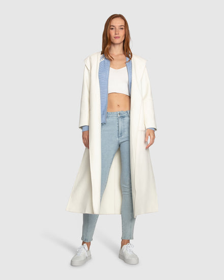 Walk My Way Wool Blend Oversized Maxi Coat - Cream