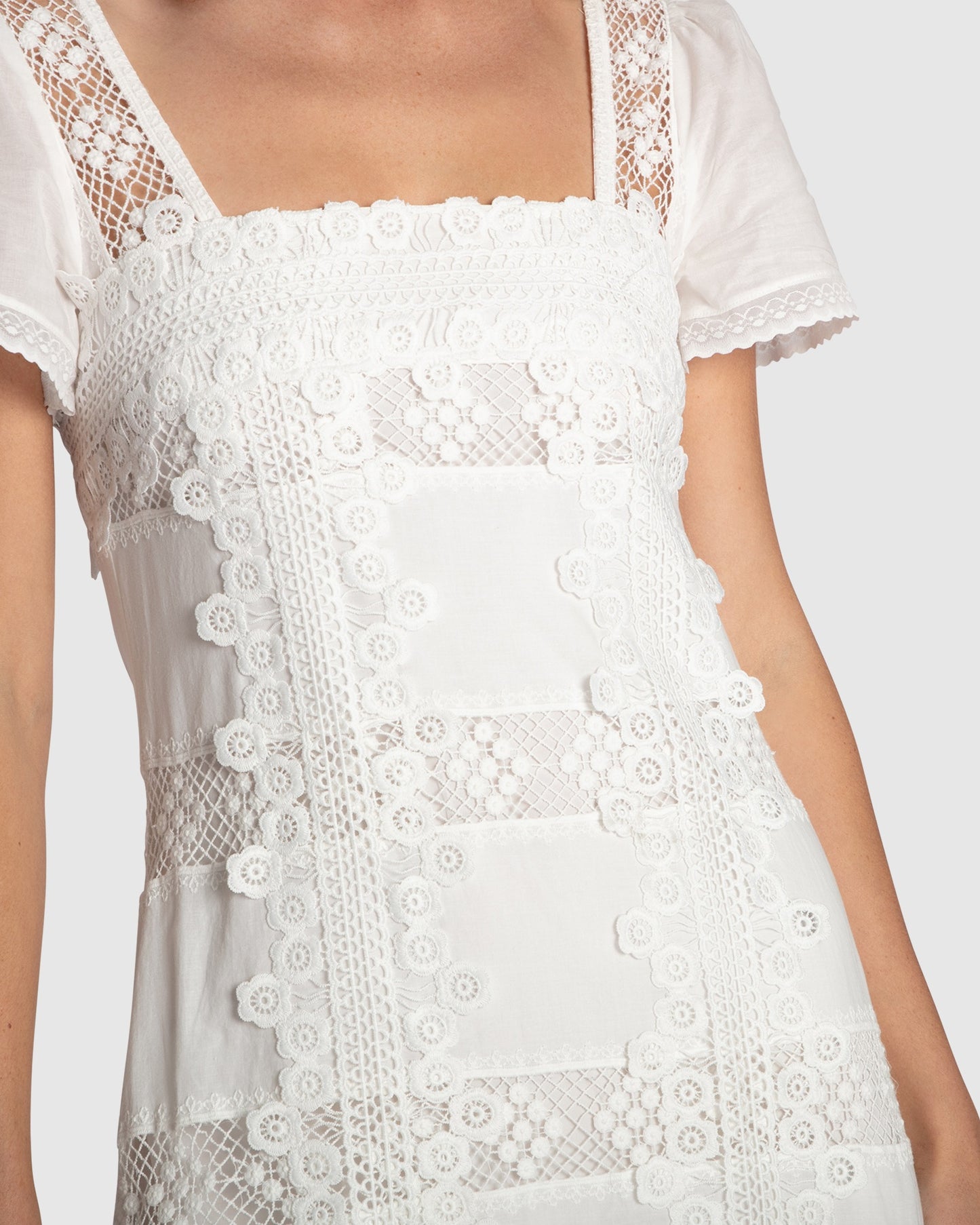 The Wild Rose Hour Lace Midi Dress - White