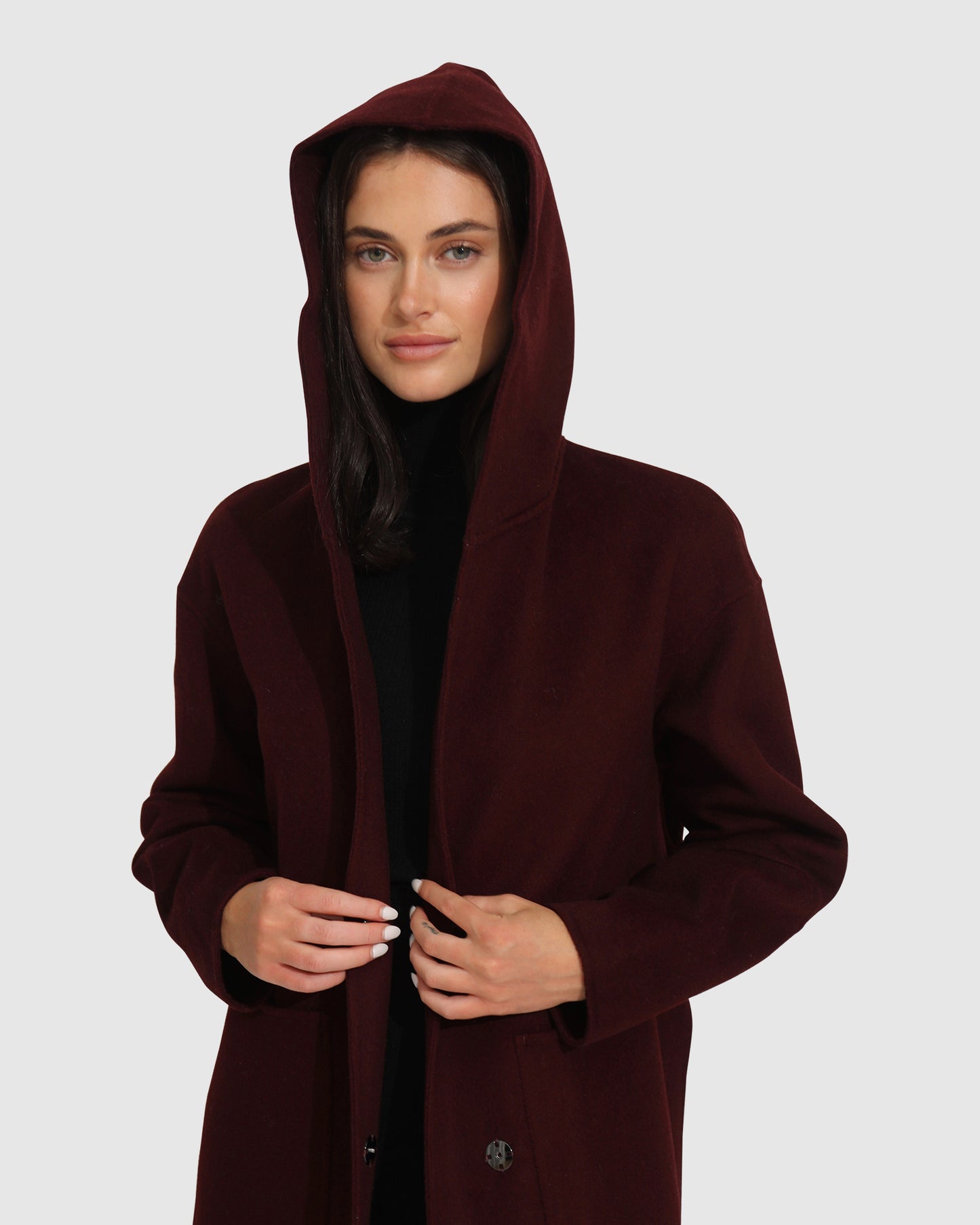 Walk This Way Wool Blend Oversized Coat - Burgundy