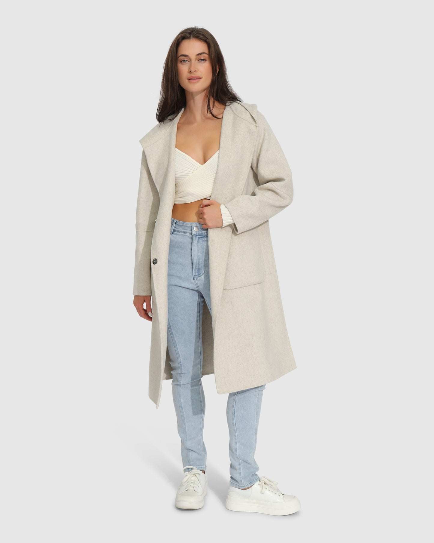 Walk This Way Wool Blend Oversized Coat - Oat Marle