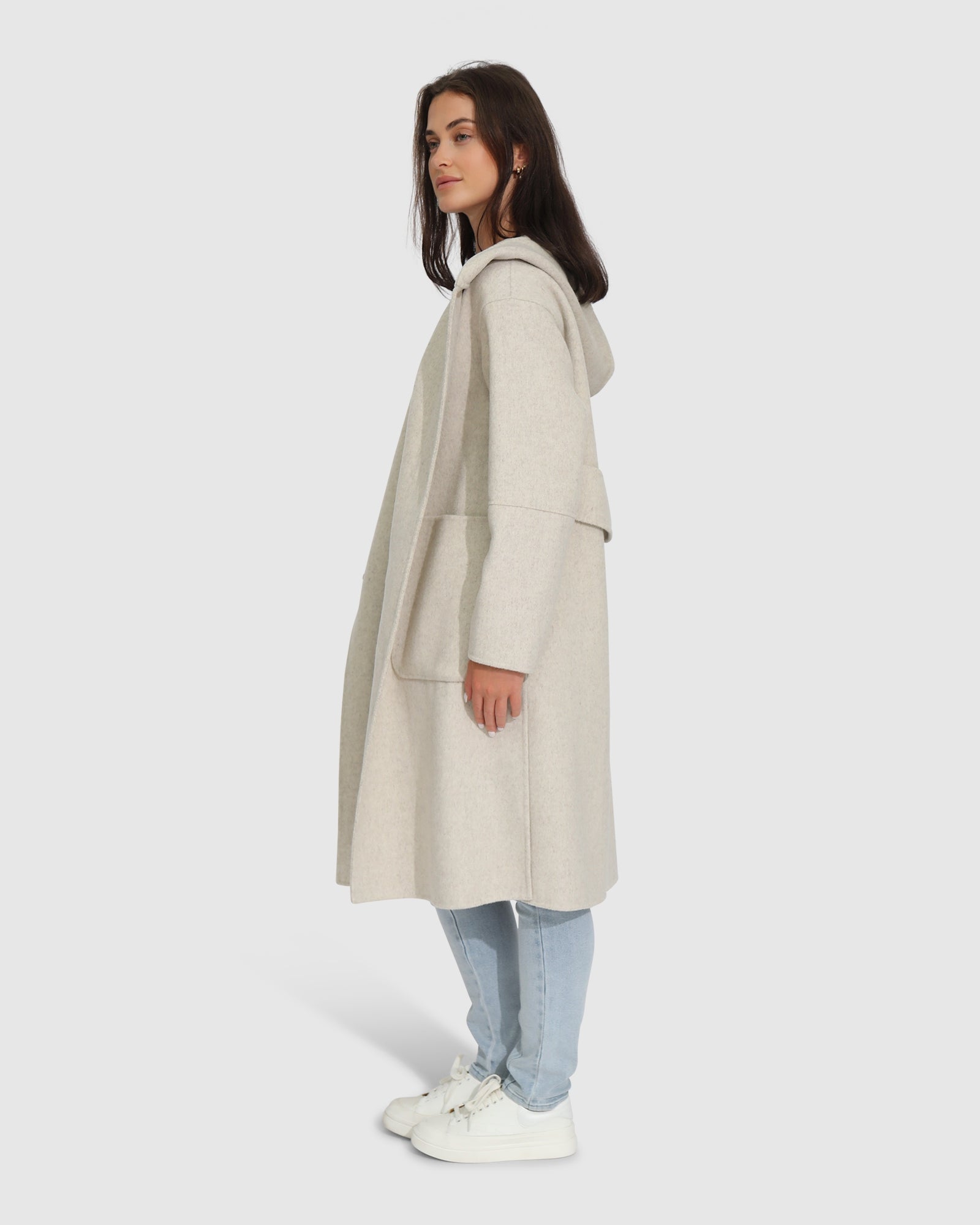 Walk This Way Wool Blend Oversized Coat - Oat Marle