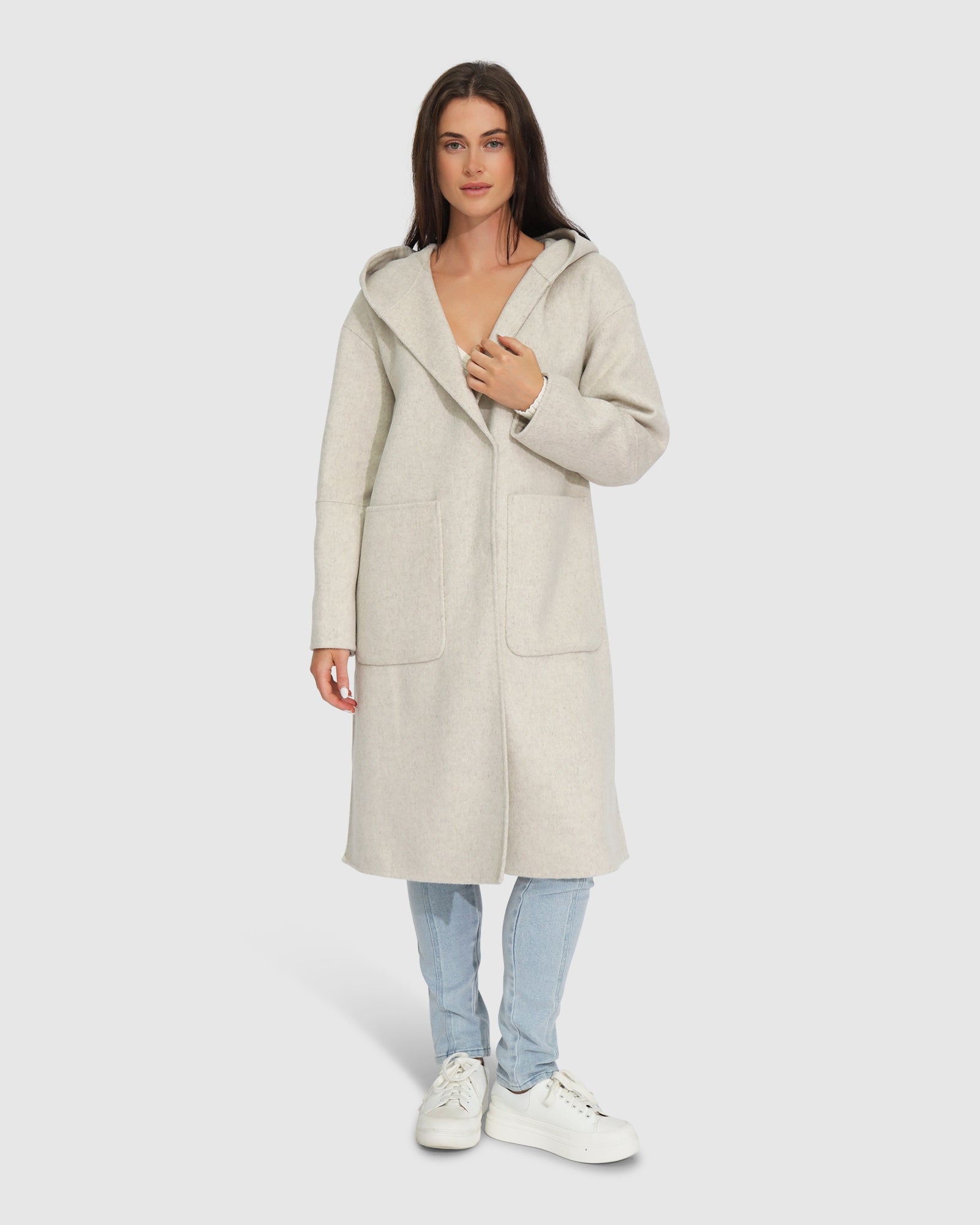 Walk This Way Wool Blend Oversized Coat - Oat Marle
