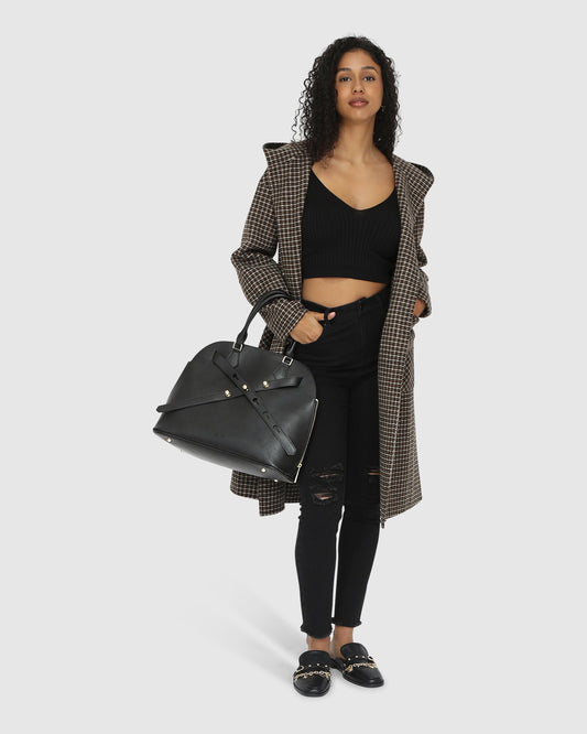 Walk This Way Wool Blend Oversized Coat - Camel Check