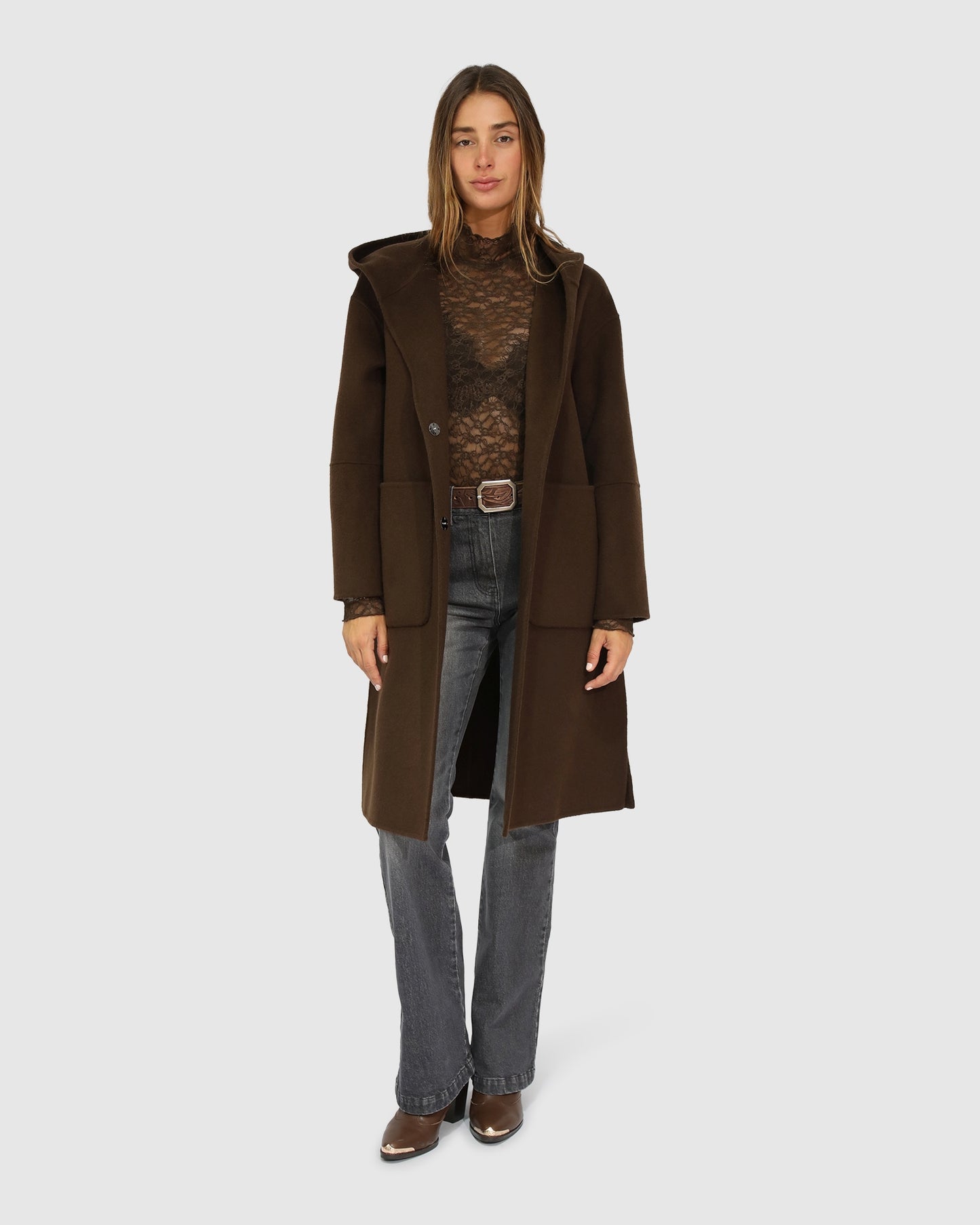 Walk This Way Wool Blend Oversized Coat - Chocolate