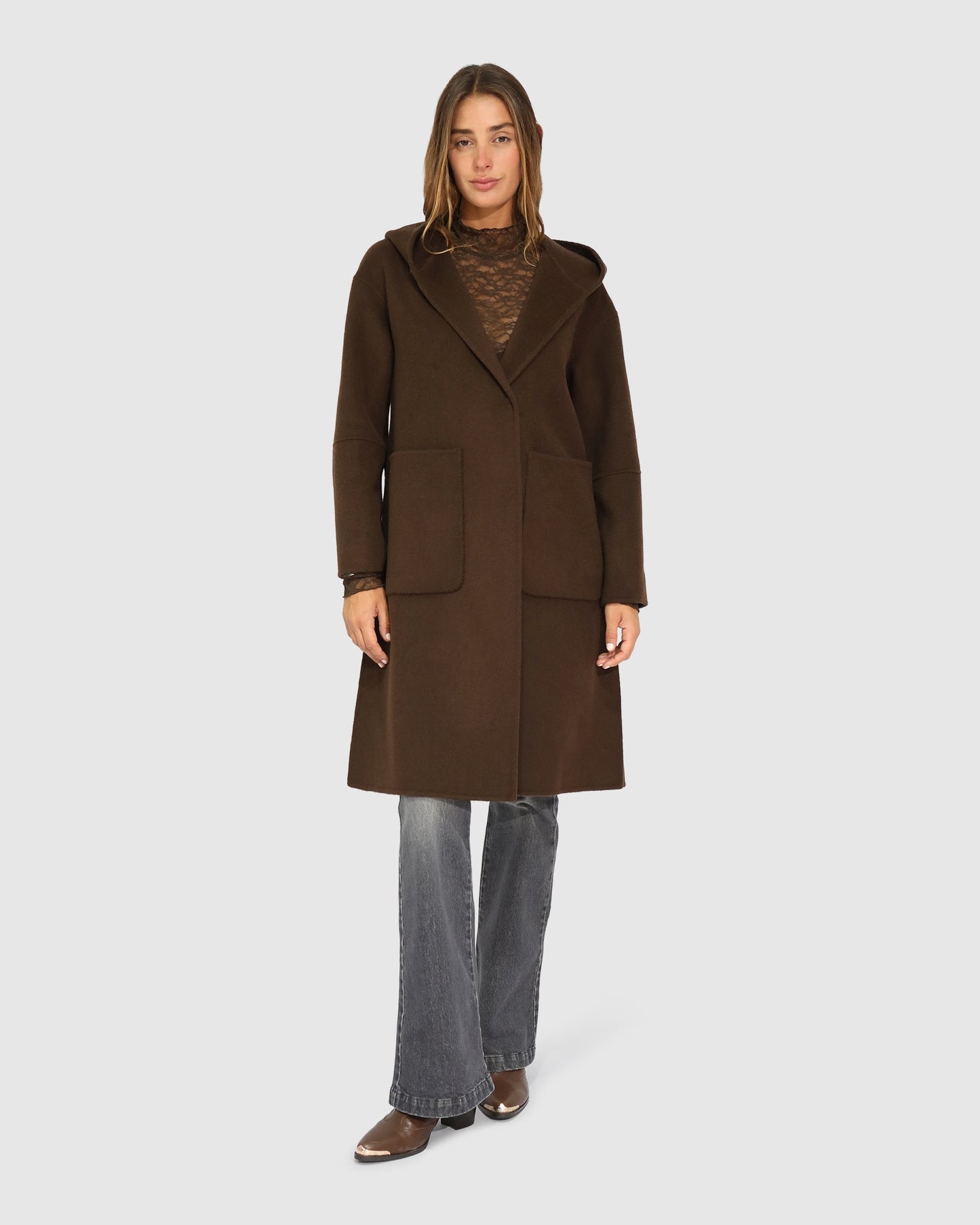 Walk This Way Wool Blend Oversized Coat - Chocolate