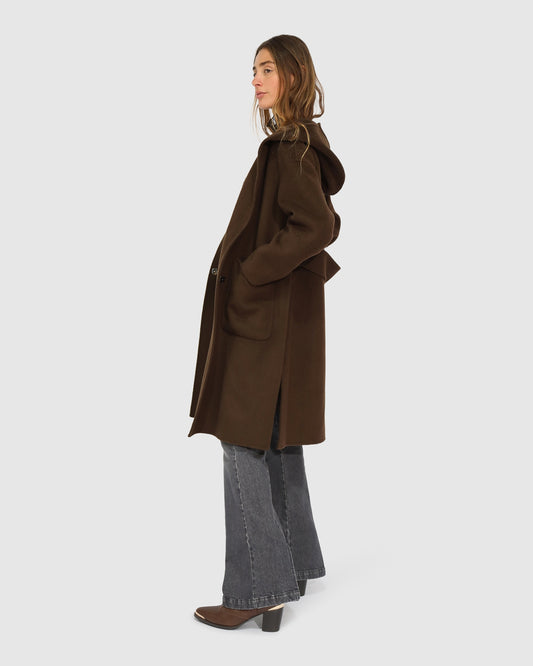 Walk This Way Wool Blend Oversized Coat - Chocolate