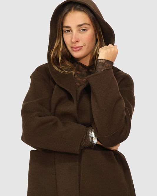 Walk This Way Wool Blend Oversized Coat - Chocolate