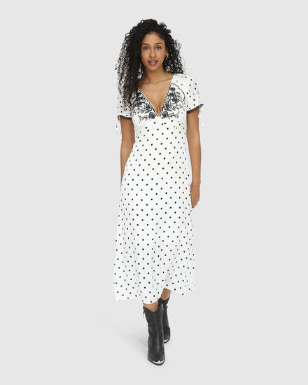 You & I Polka Dot Midi Dress - Black/White