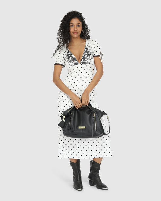 You & I Polka Dot Midi Dress - Black/White