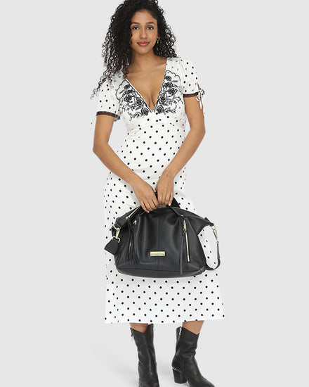 You & I Polka Dot Midi Dress - Black/White