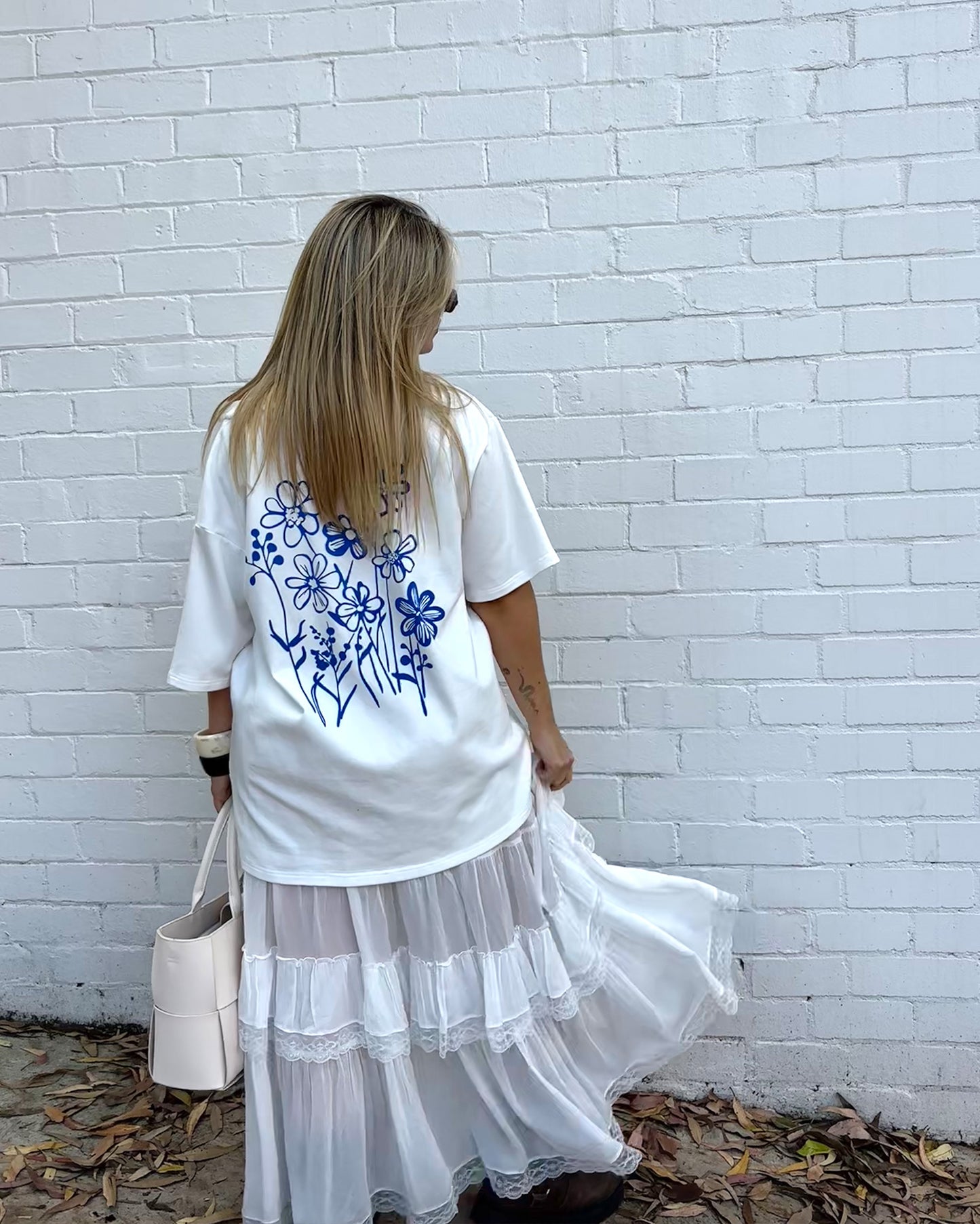 Back To Bloom Oversized T-Shirt - White
