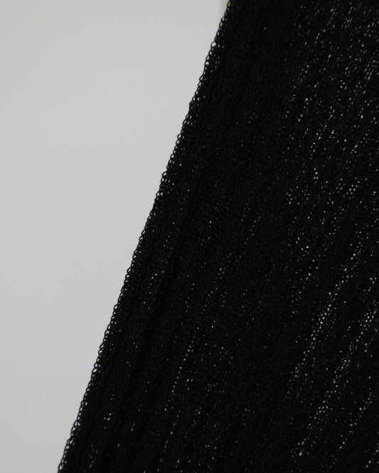 Knit Long Sleeve Sheer Turtleneck - Black