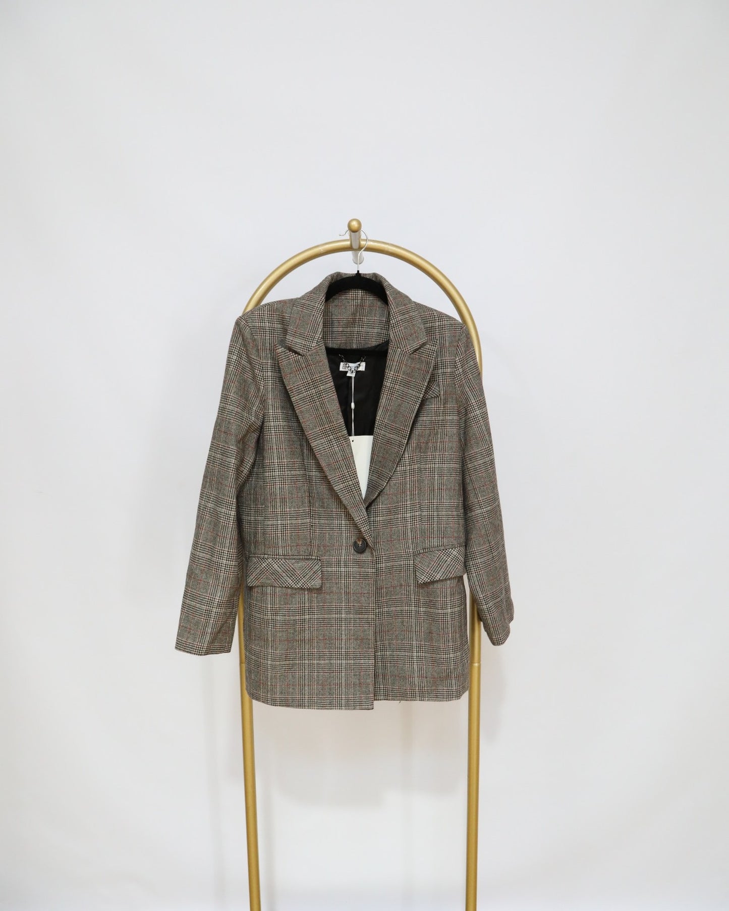 Structured Blazer - Brown & Grey Plaid
