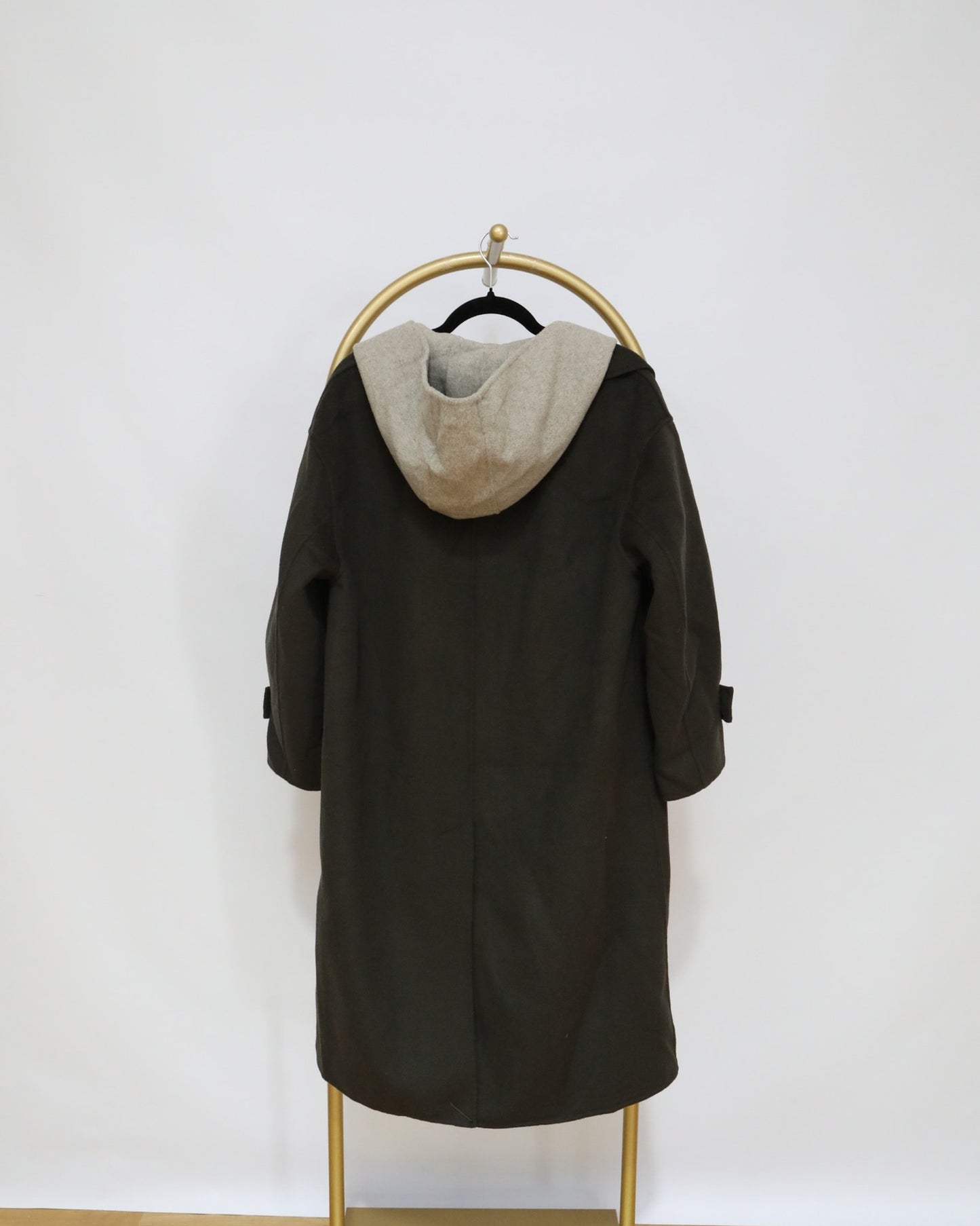 Wool Blend Hood Coat - Green