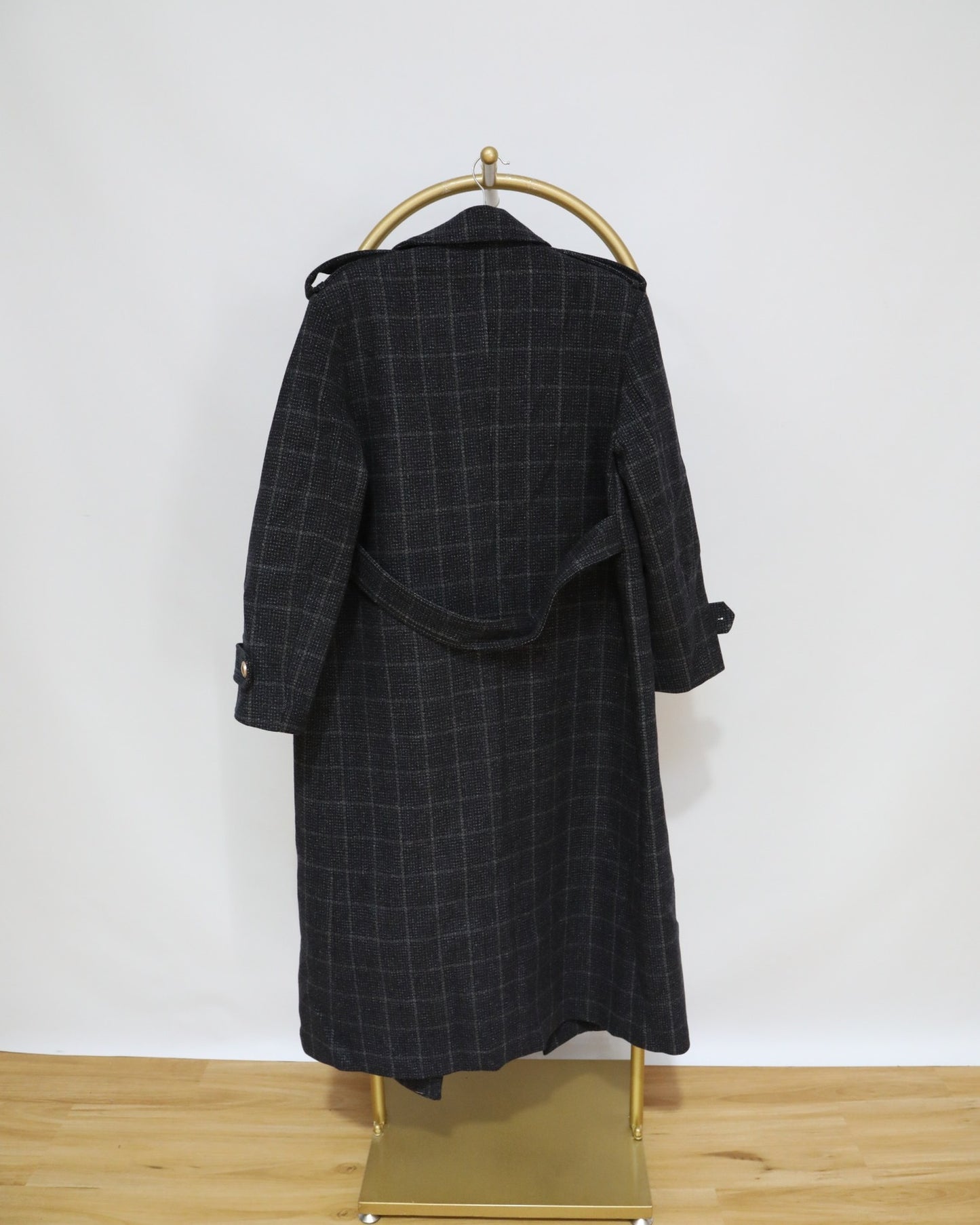 Longline Check Military Coat - Charcoal