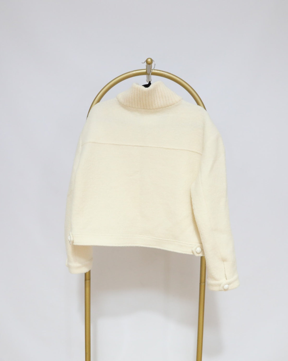 Funnel Neck Asymmetric Jacket - Cream