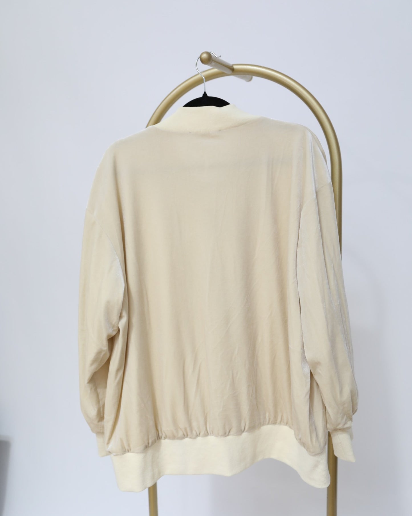 Velvet Bomber Jacket - Cream & Beige