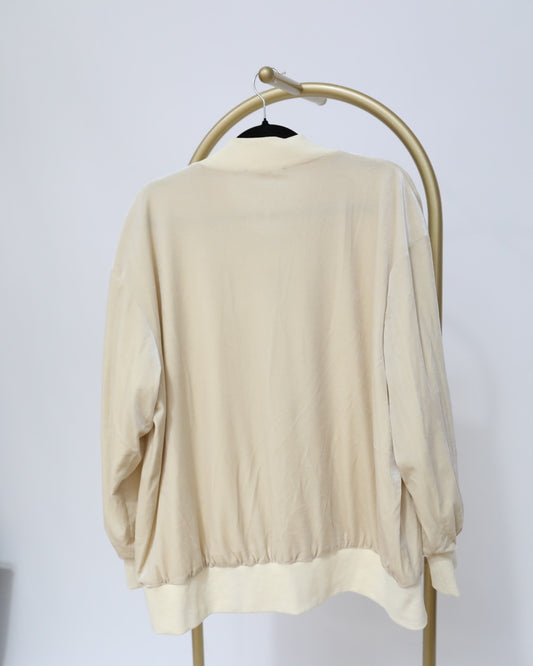 Velvet Bomber Jacket - Cream & Beige