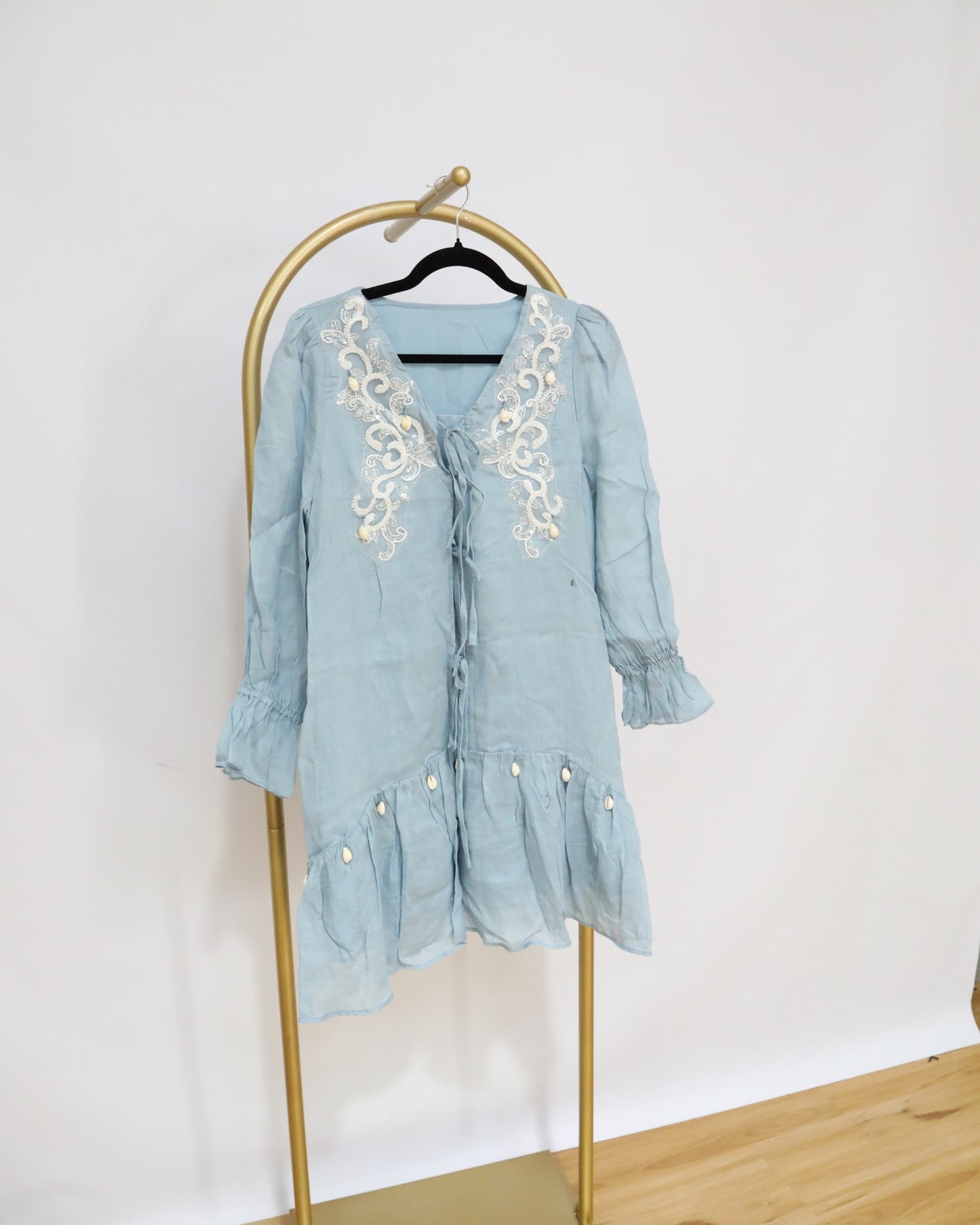 Beaded Mini Dress - Blue