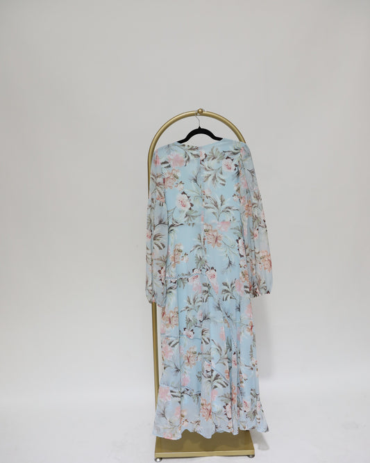 Floral Maxi Dress - Light Blue
