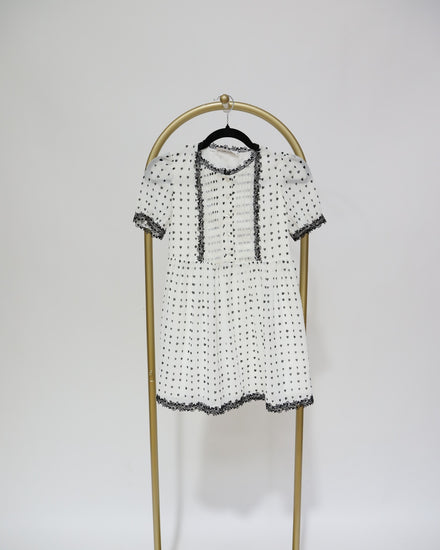 Girls Polka Mini Dot Dress - White