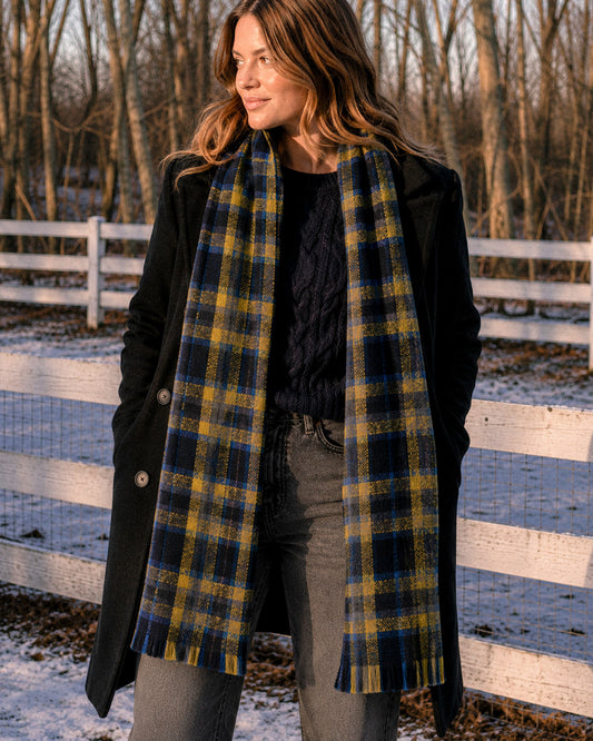 Love Train Scarf - Blue/Yellow Plaid
