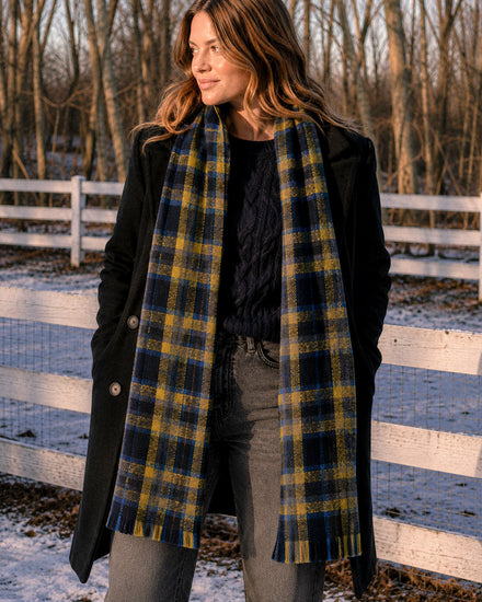 Love Train Scarf - Blue/Yellow Plaid