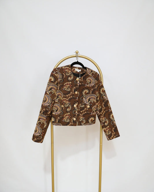 Paisley Cropped Jacket - Chocolate
