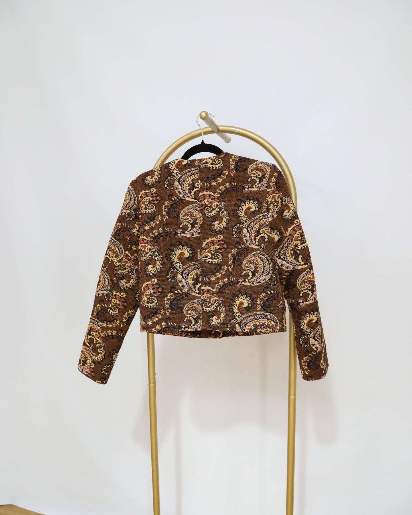 Paisley Cropped Jacket - Chocolate
