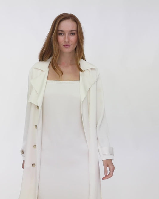 Love Language Satin Trench - Off White