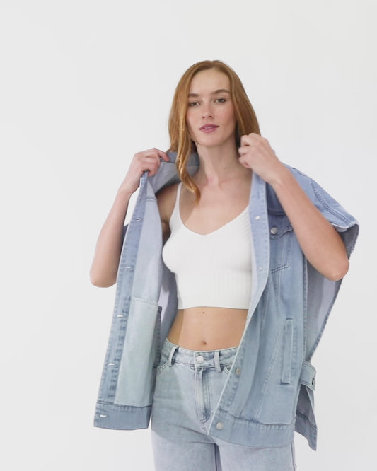 California Soul Oversized Denim Vest - Stonewash