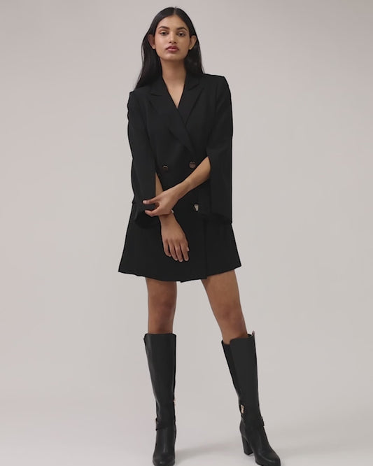Diamond Heart Blazer Dress - Black