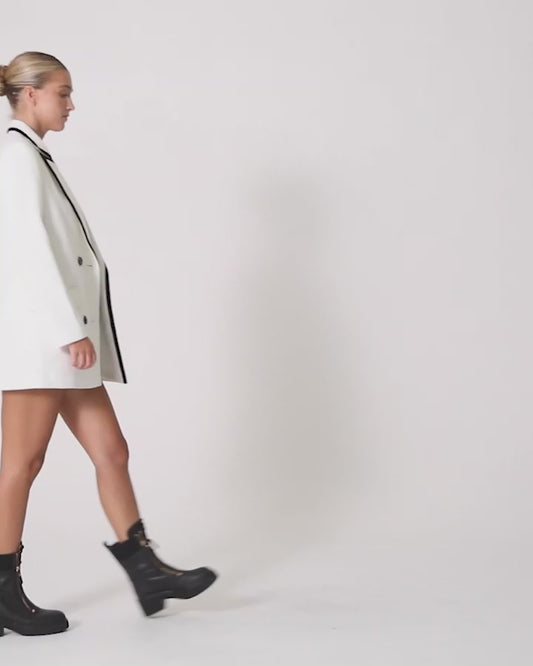 Because Of You Trimmed Blazer Dress - Cream