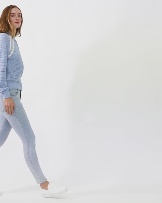 Meadow Breeze Zip Knit - Light Blue