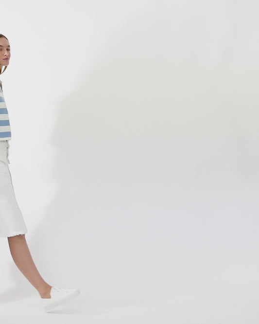 Let Me Wander Button Front Denim Midi Skirt - Off White