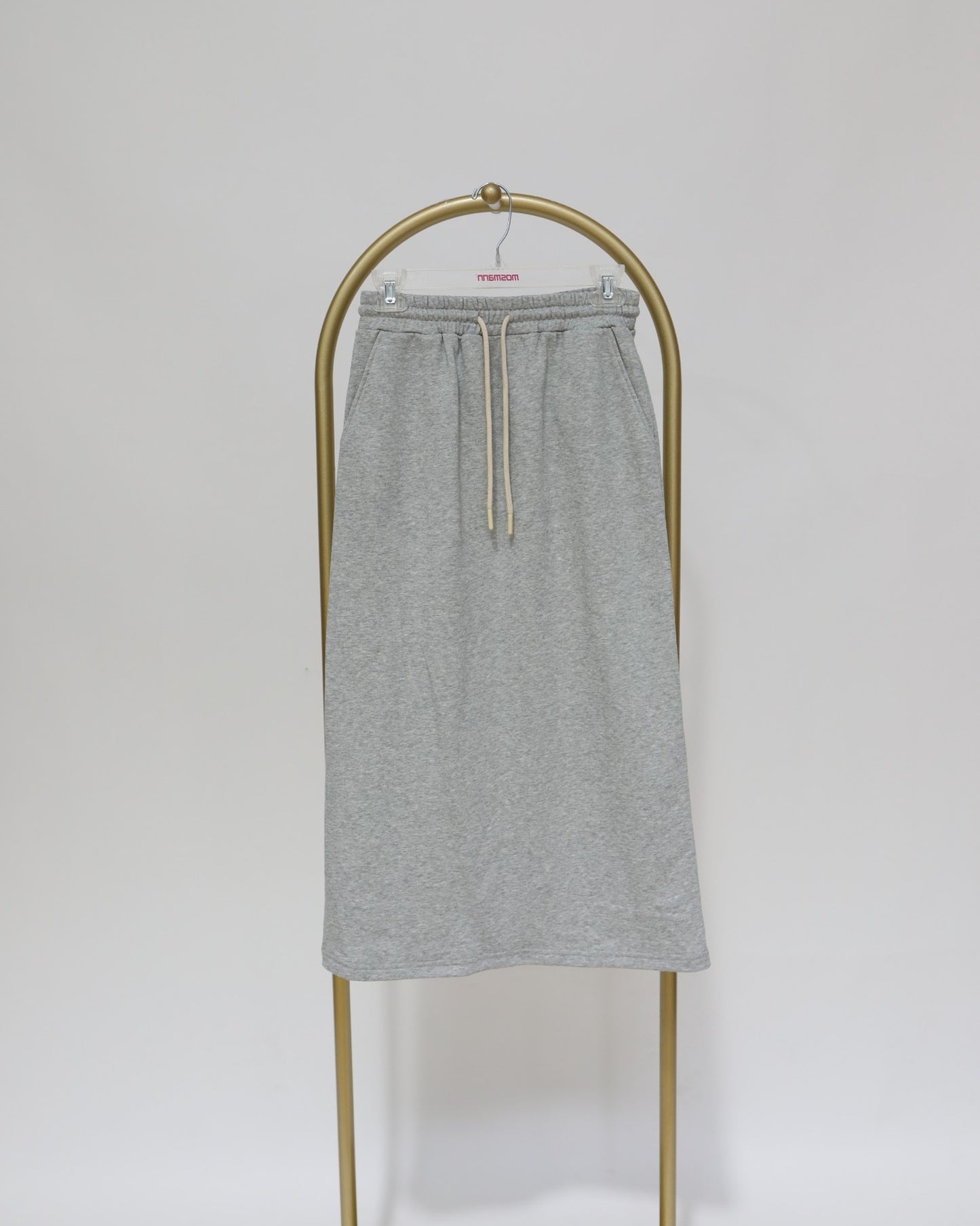 Midi Skirt with Elasticated Waistband - Grey