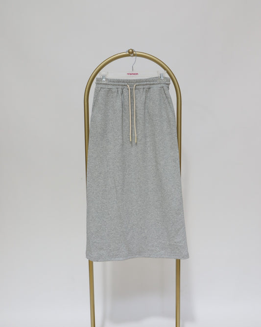 Midi Skirt with Elasticated Waistband - Grey