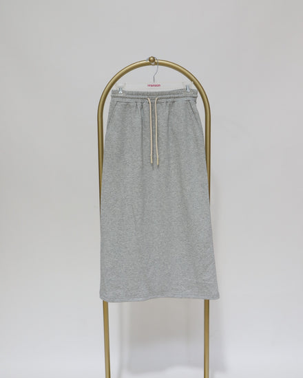 Midi Skirt with Elasticated Waistband - Grey