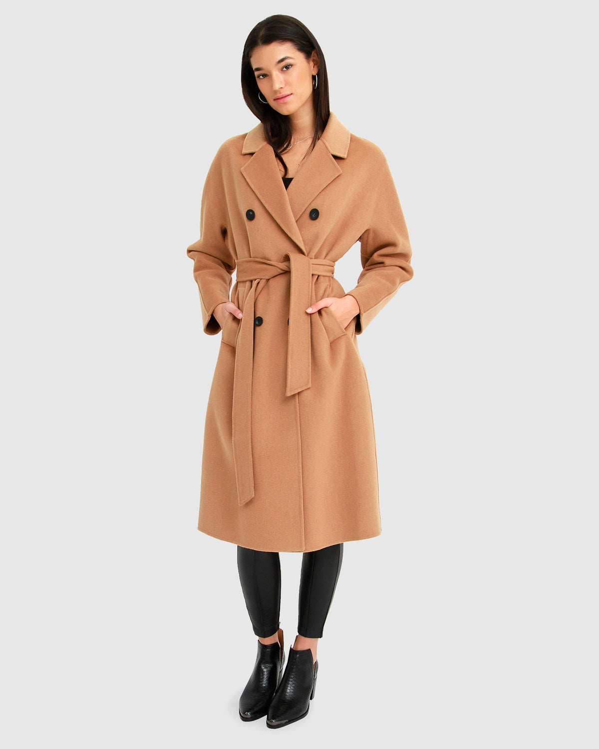Boss Double Breasted Lined Wool Coat