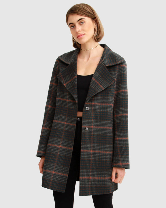 Ex-Boyfriend Wool Blend Jacket - Brown Plaid