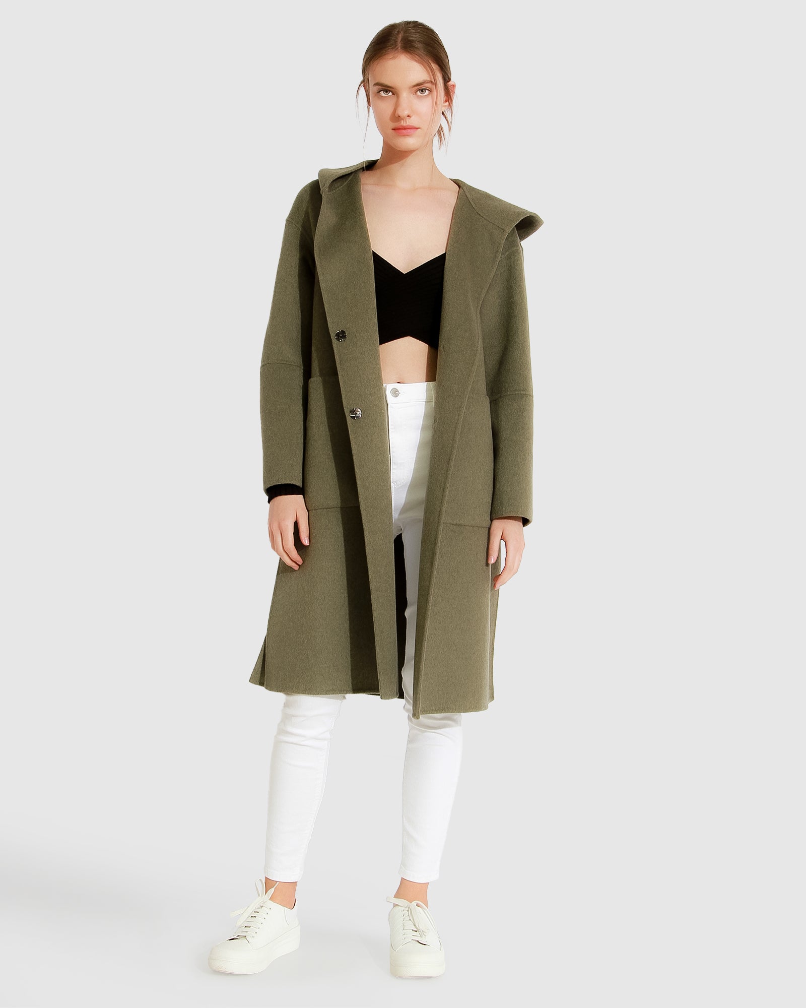 Green cheap wool coat