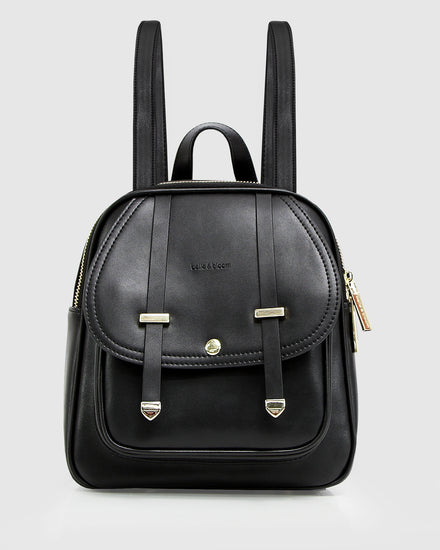 Camila Leather Backpack - Black