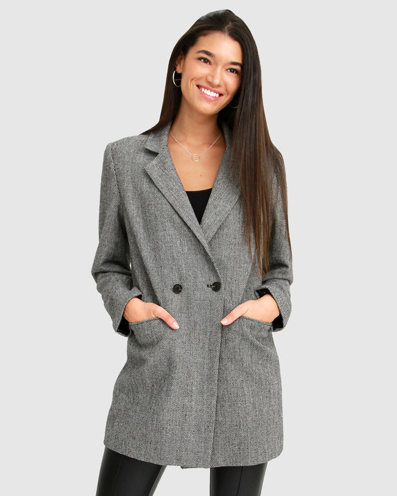 Kensington Wool Blend Oversized Blazer - Grey