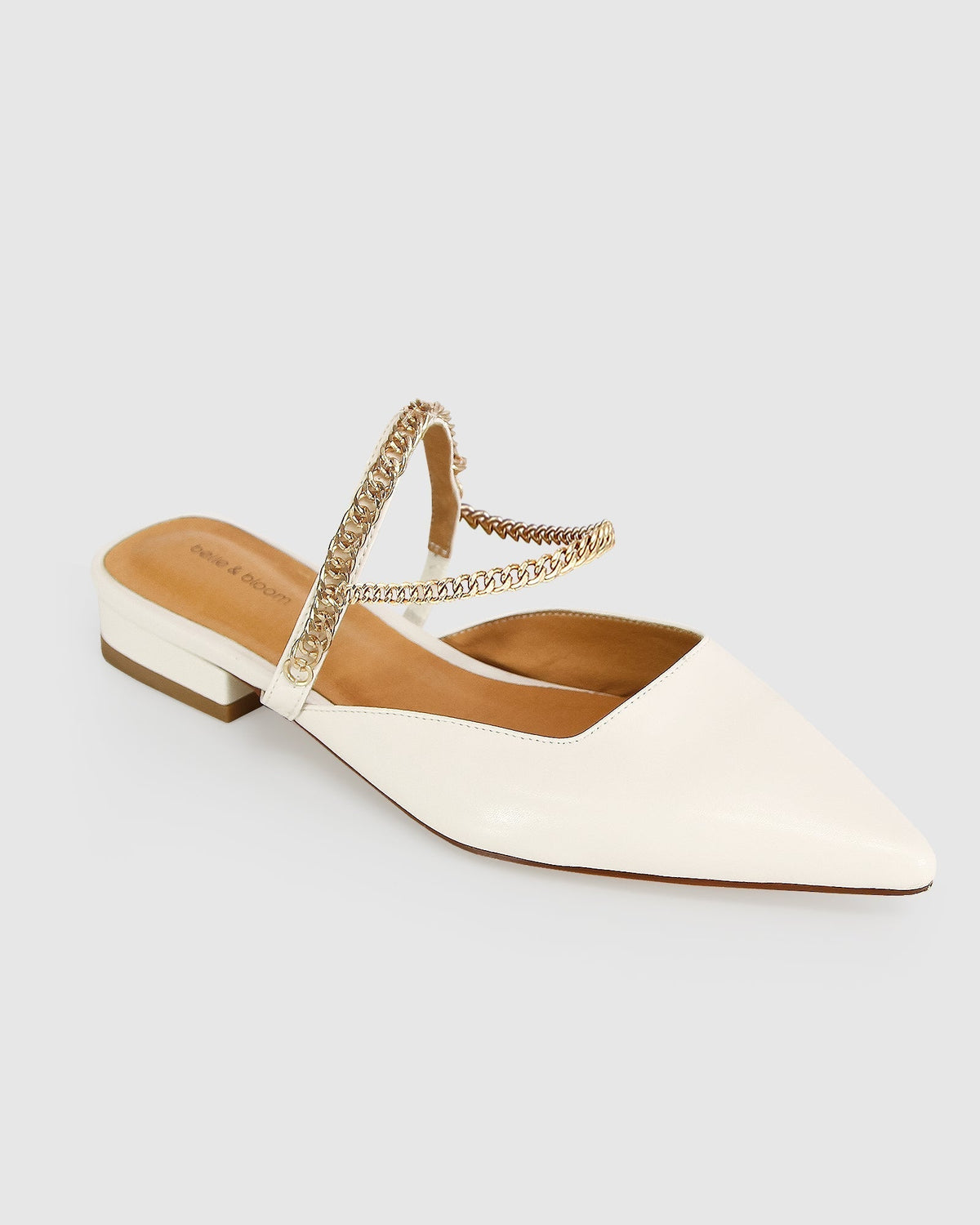 On The Go Leather Flat Cream Belle & Bloom