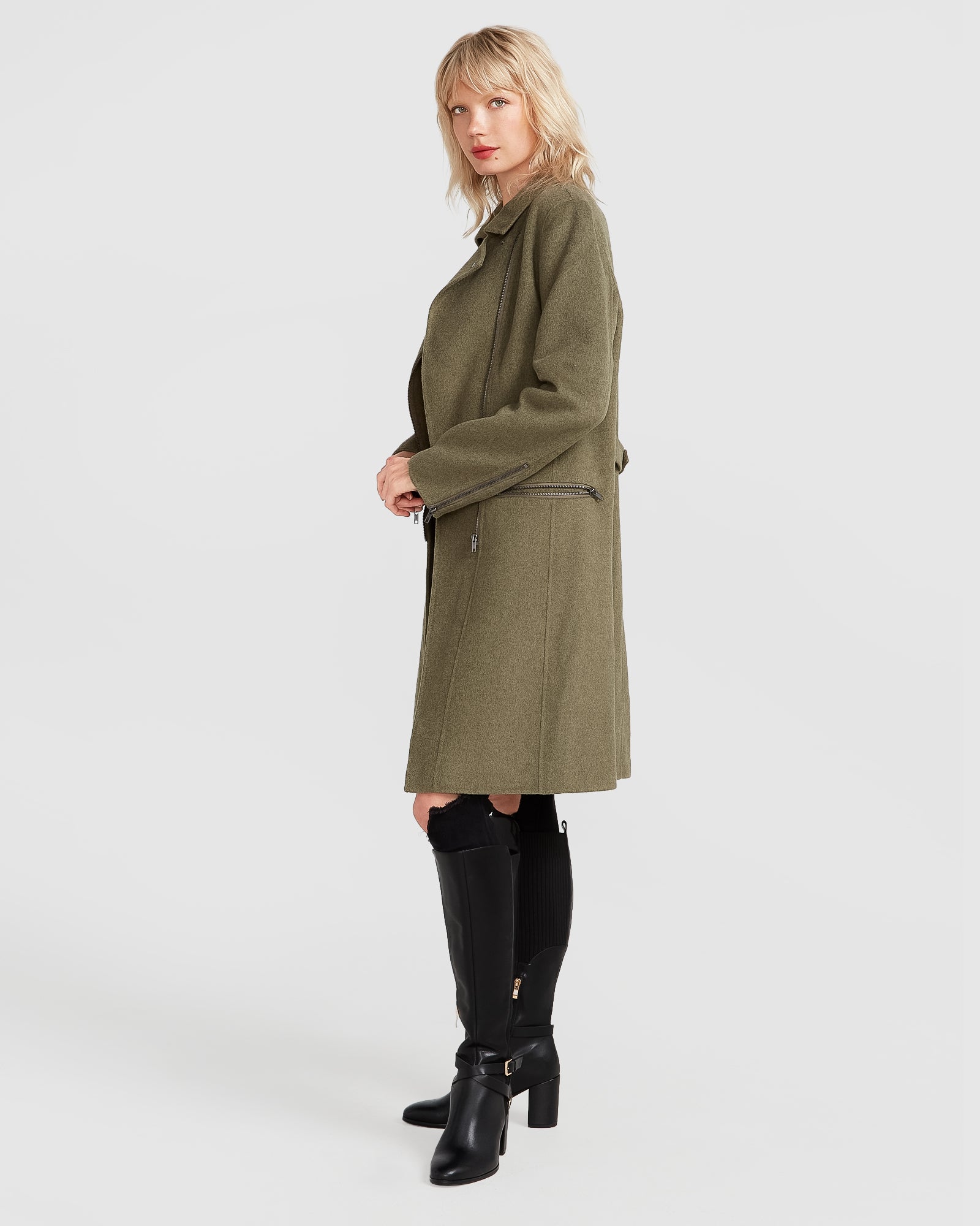 Pretty green wool coat top