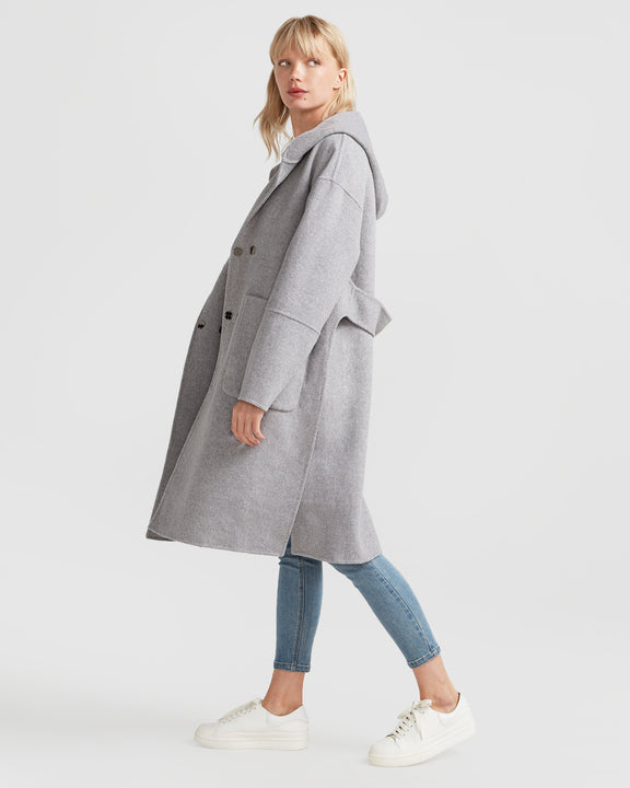 Walk This Way Wool Blend Oversized Coat - Grey