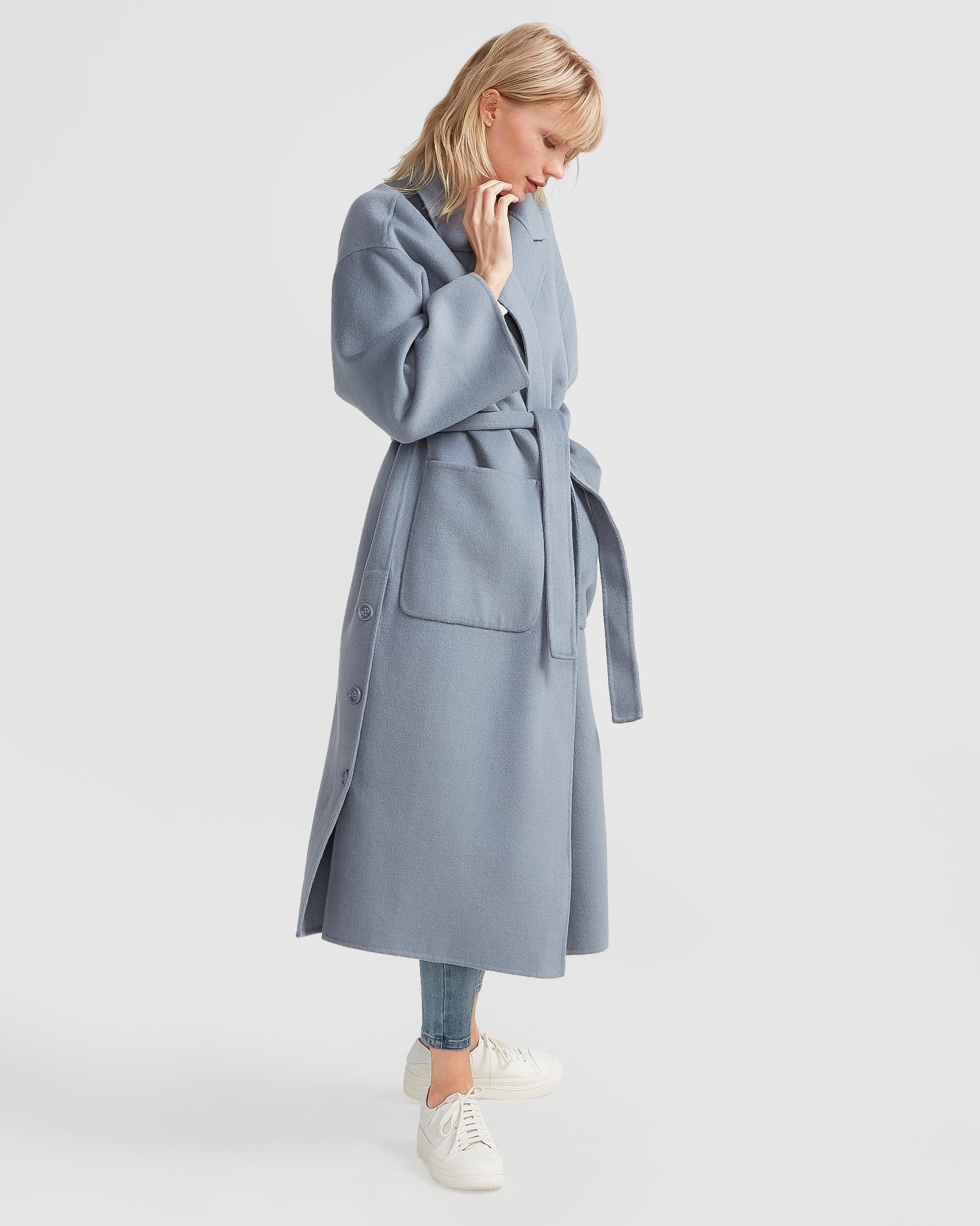 Oasis blue hazel shop panel fitted coat