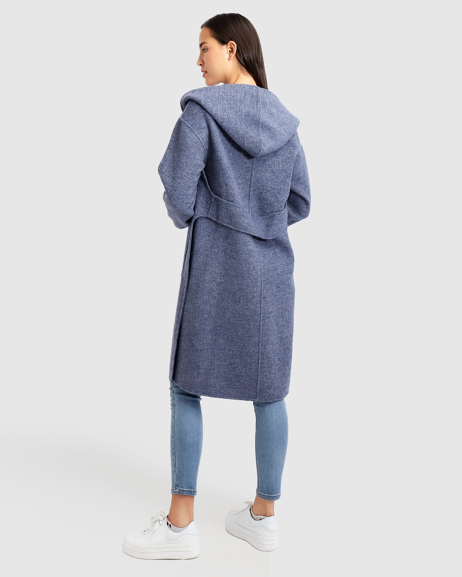 Walk This Way Wool Blend Oversized Coat - Navy Micro Check – Belle