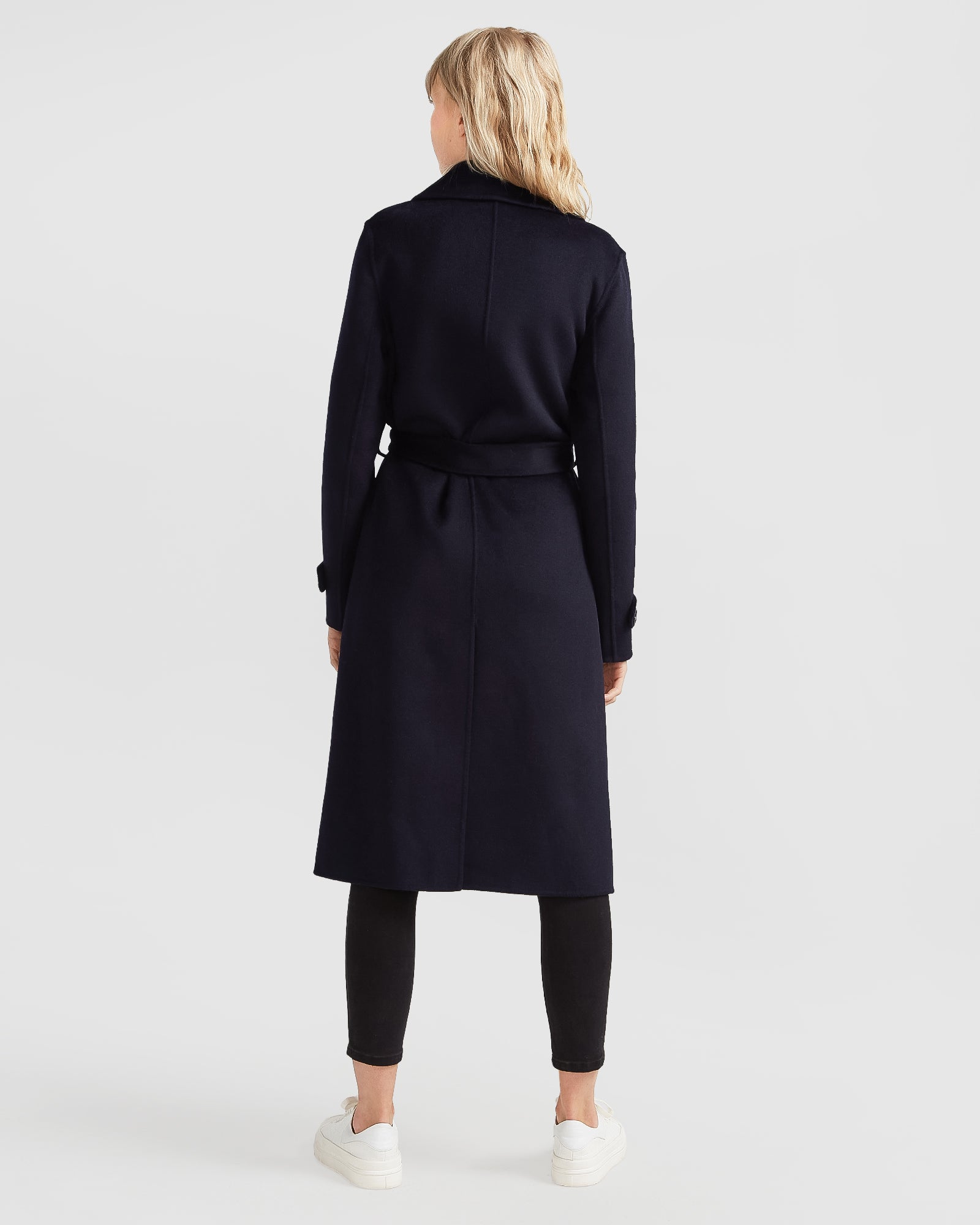 Front Runner Wool Blend Belted Coat Navy Belle & Bloom