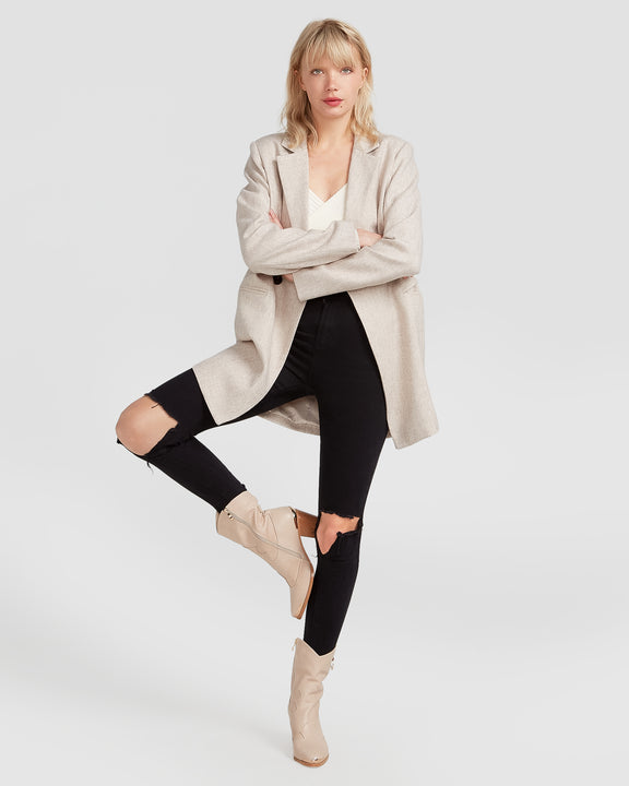 Kensington Wool Blend Oversized Blazer - Natural